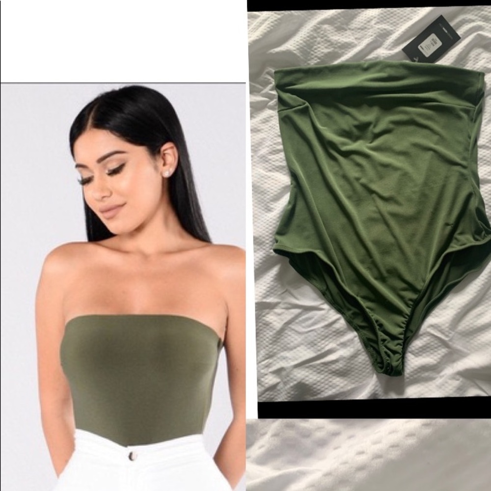 Fashion Nova Tubular Bodysuit- Olive